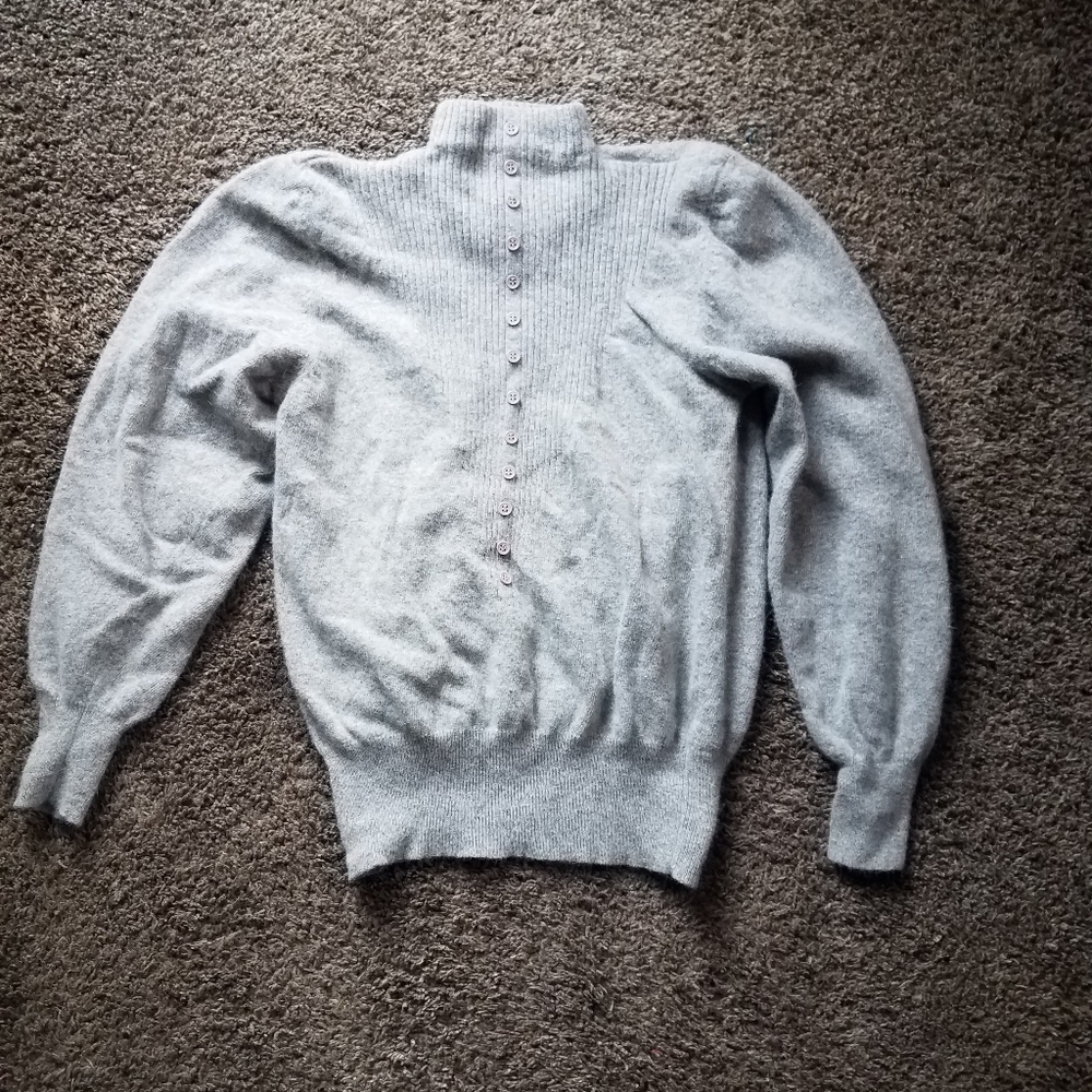Vintage Pointelle Gray Blend Sweater Woman's Size Medium